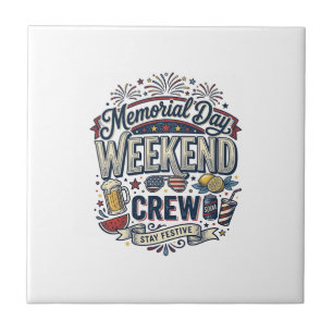 Herdenkingsdag Weekend Crew Vintage Patriottisch T Tegeltje