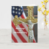 Herdenkingsdag Zegeningen met Kruis en Vlag Kaart (Gele Bloem)