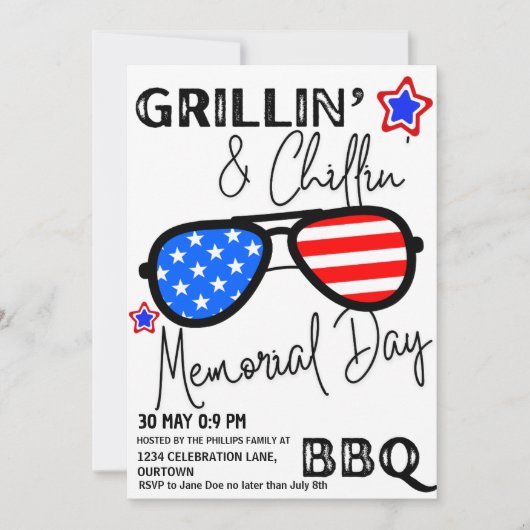 Herdenkingsdag Zonnebril Achtertuin BBQ Kaart (Voorkant)