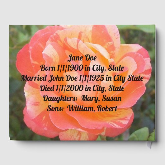 Herdenkingsdienst begrafenis gastenboek (Achterkant)