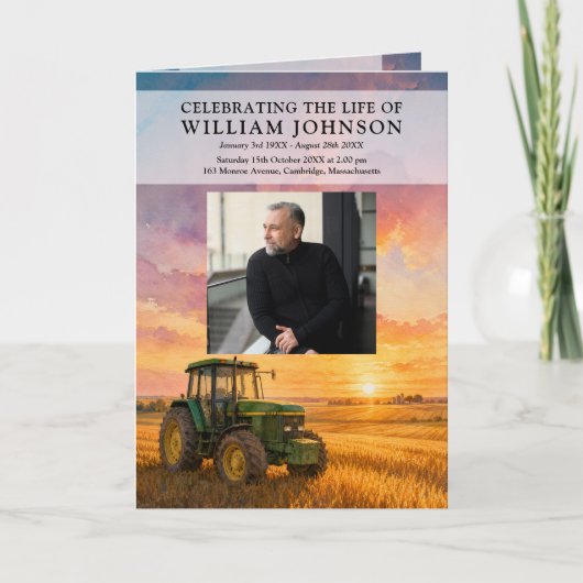 Herdenkingsdienst boeren tractor funeraldienst programma (Voorkant)