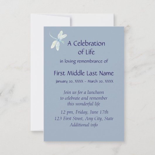 Herdenkingsdienst Dragonfly Custom Kaart (Achterkant)