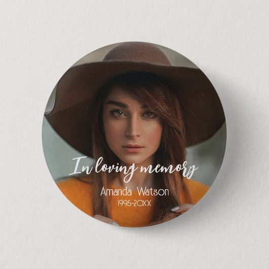 Herdenkingsdienst Funeral 'In liefdevolle herinner Ronde Button 5,7 Cm (Voorkant)