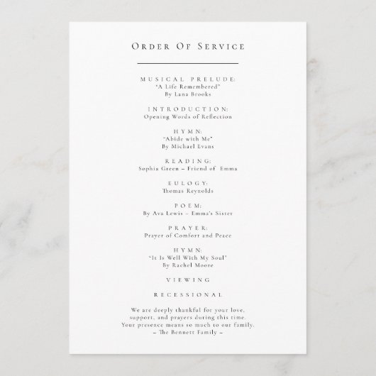 Herdenkingsdienst Funeral Order Of Service Program Programmakaart (Achterkant)