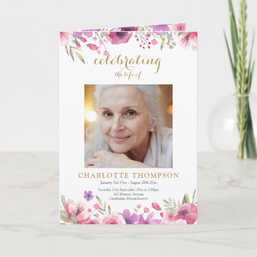 Herdenkingsdienst Funeralie Bloem Foto Programma (Voorkant)