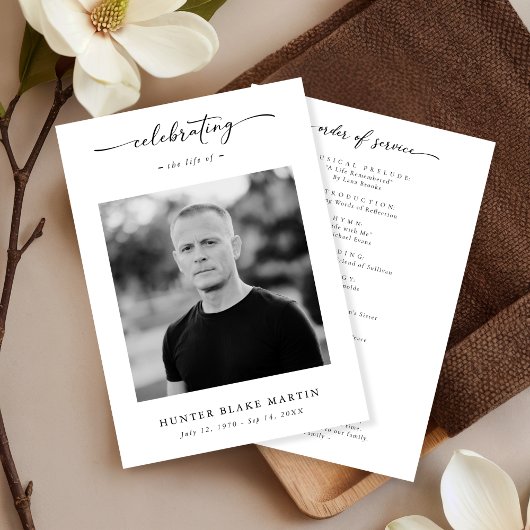 Herdenkingsdienst Funeralie rouwkaart foto   Programmakaart