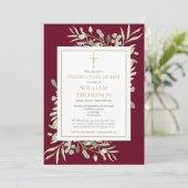 Herdenkingsdienst Funeraliegewas Burgundy Foto Kaart (Staand voorkant)