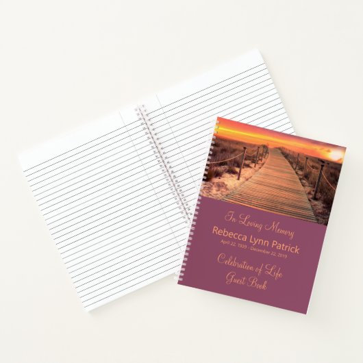 Herdenkingsdienst Gastboek Boardwalk Beach Sunset Notitieboek (Binnen)