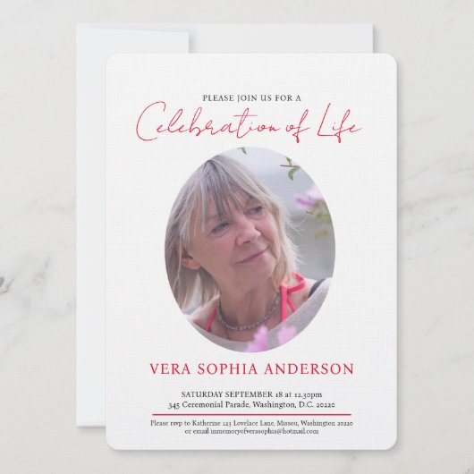 Herdenkingsdienst hart ovaal foto rood zwart wit kaart (Voorkant)