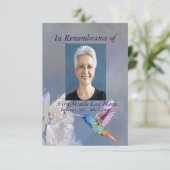 Herdenkingsdienst Hummingbird Garden Flower Custom Kaart (Staand voorkant)