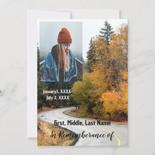 Herdenkingsdienst Nodig Herfstbladeren Herfst Road Kaart (Voorkant)