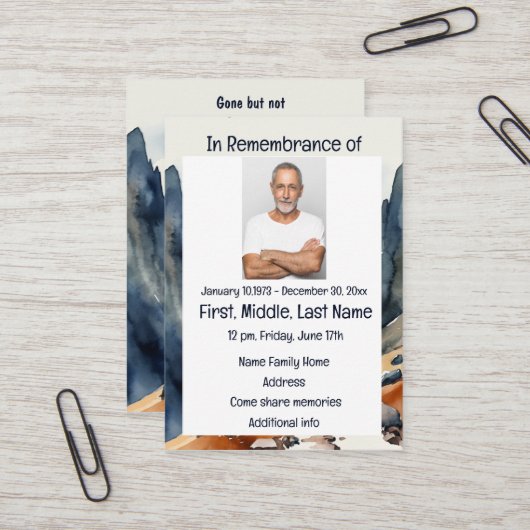 Herdenkingsdienst Nodig Waterverf Walking Hiking u Visitekaartje (Voorkant / Achterkant in situ)