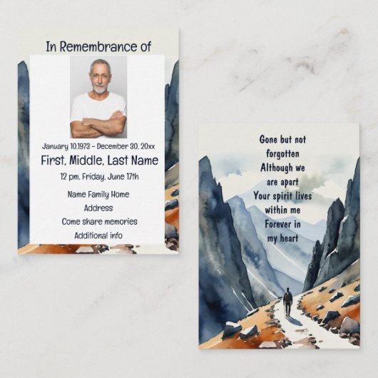 Herdenkingsdienst Nodig Waterverf Walking Hiking u Visitekaartje (Voorkant / Achterkant)