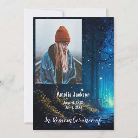 Herdenkingsdienst nodigt Firefly Lightning Bug uit Kaart (Voorkant)