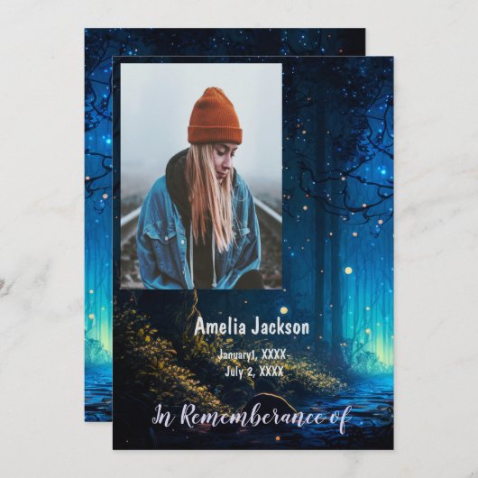 Herdenkingsdienst nodigt Firefly Lightning Bug uit Kaart (Voorkant / Achterkant)