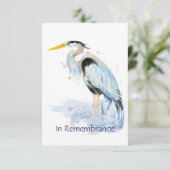 Herdenkingsdienst nodigt grote blauwe reiger uit kaart (Staand voorkant)