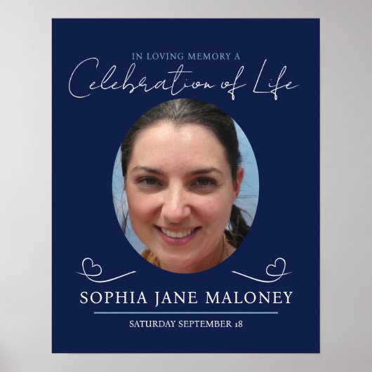 Herdenkingsdienst rouwdienst hart ovaal foto marin poster (Voorkant)