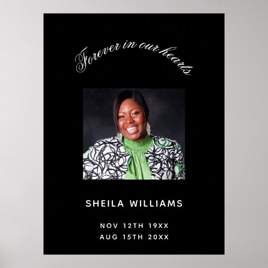 Herdenkingsdienst rouwfoto zwart wit poster (Voorkant)