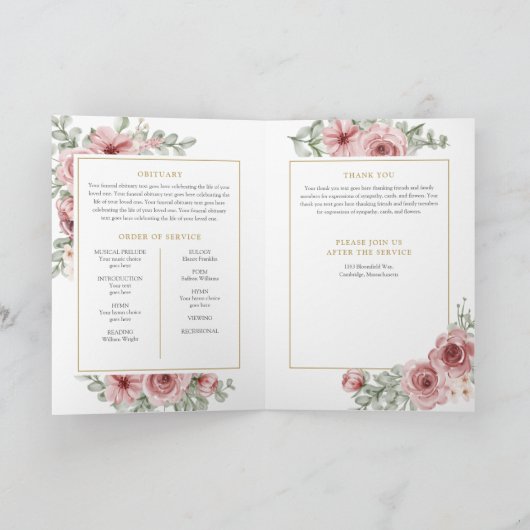 Herdenkingsdienst rouwkaart bloem foto programma (Binnen)