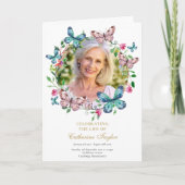 Herdenkingsdienst rouwkaart Vlinder Foto Programma (Voorkant)