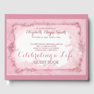 Herdenkingsdienst ter ere van een leven met roze r gastenboek