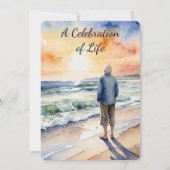 Herdenkingsdienst Uitnodiging Aquarel Strand Parad (Achterkant)