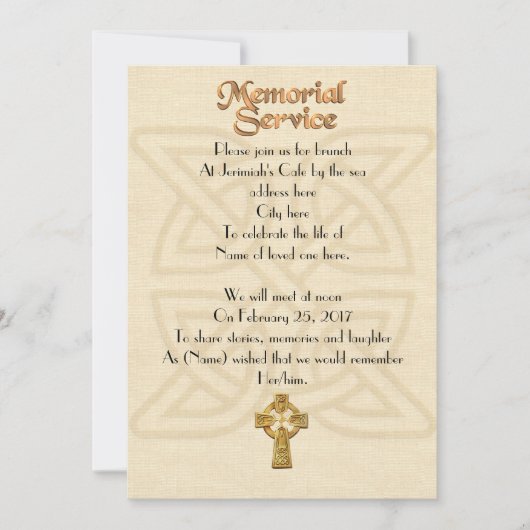 Herdenkingsdienst Uitnodiging Keltische knoop & kr (Voorkant)