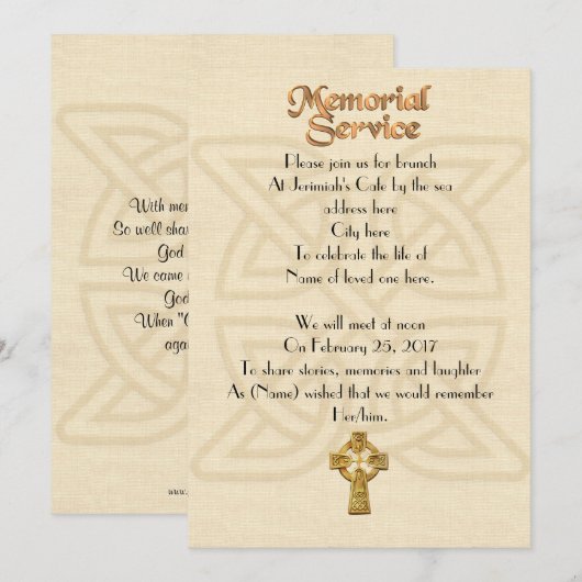 Herdenkingsdienst Uitnodiging Keltische knoop & kr (Voorkant / Achterkant)