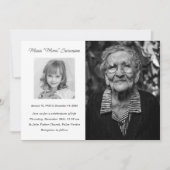 Herdenkingsdienst Viering van het Leven Foto Aankondiging (Voorkant)