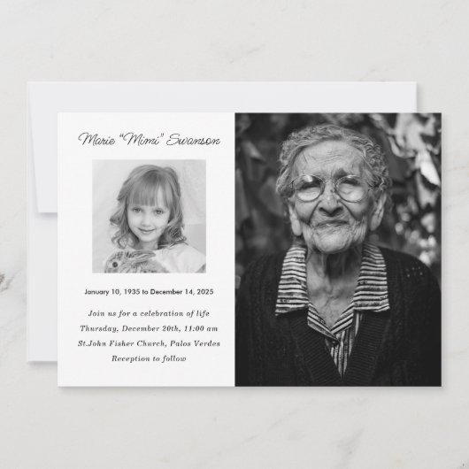 Herdenkingsdienst Viering van het Leven Foto Aankondiging (Voorkant)