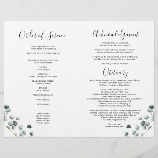 Herdenkingsdienst Vouwprogramma Flyer (Achterkant)