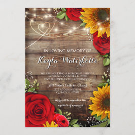 Herdenkingsdienst Zonnebloem & Rozen dood Kaart