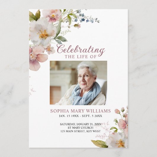 Herdenkingsdienstprogramma met wilde bloemen programmakaart (Voorkant)