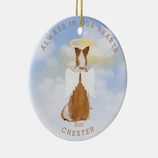 herdenkingsengel honden vleugels foto keramische o keramisch ornament (Rechts)