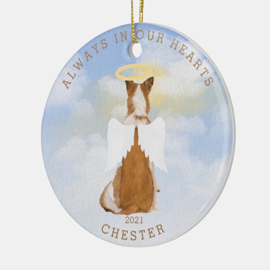 herdenkingsengel honden vleugels foto keramische o keramisch ornament (Links)