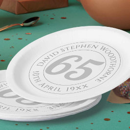 Herdenkingsfeest 65e verjaardag papieren bordje
