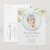 Herdenkingsfeest Bloemlelie Foto Uitnodiging (Voorkant / Achterkant)