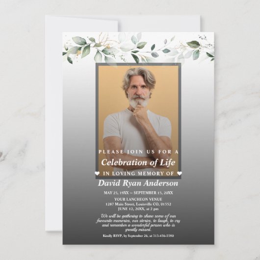 Herdenkingsfeest Foto Funeral Memorial Kaart (Voorkant)