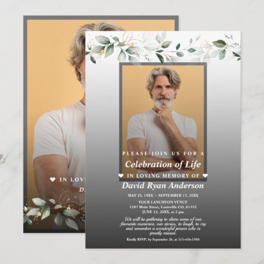 Herdenkingsfeest Foto Funeral Memorial Kaart (Voorkant / Achterkant)