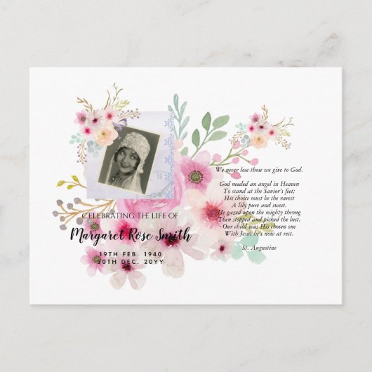 Herdenkingsfeest Geschenk VOEG FOTO VERZEN TOE Briefkaart (Voorkant)