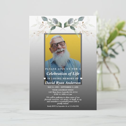 Herdenkingsfeest van het Leven Foto Funeral Memori Kaart (Staand voorkant)