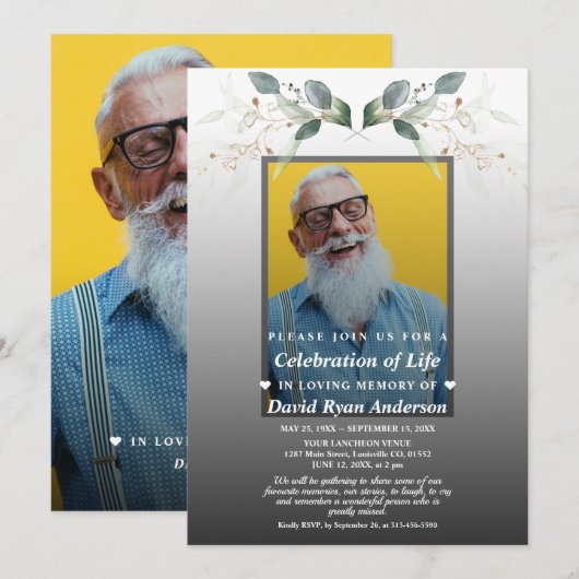 Herdenkingsfeest van het Leven Foto Funeral Memori Kaart (Voorkant / Achterkant)