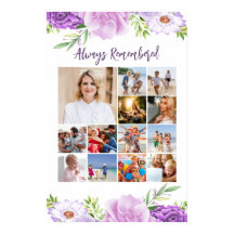 Herdenkingsfoto Collage Paarse Roze Bloemen Poster