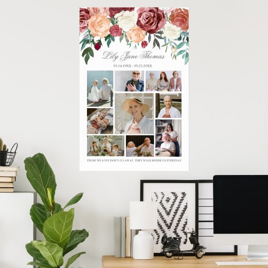 Herdenkingsfoto-collage rouwkaart condoleanceposte poster (Thuiskantoor)
