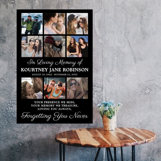 Herdenkingsfoto-collage van 9 foto's poster