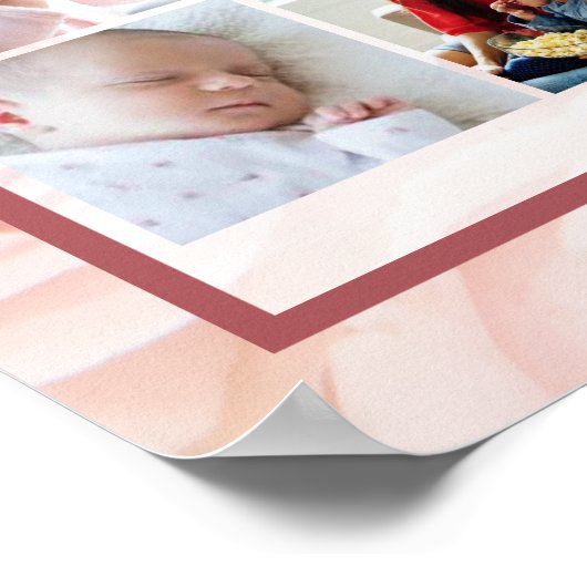 Herdenkingsfoto Collage Zachte Roze Rozen Poster (Hoek)