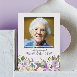 Herdenkingsfoto dank je wel | Lavendel Memorial Bedankkaart
