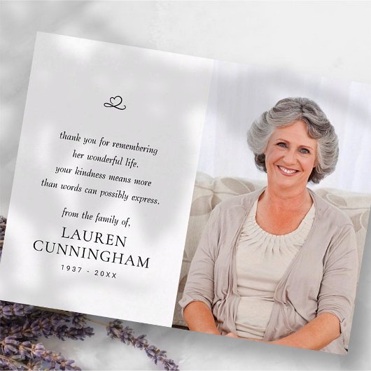 Herdenkingsfoto eenvoudig minimalistisch modern briefkaart