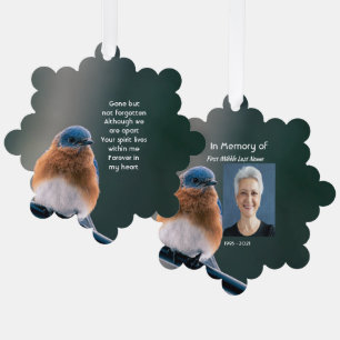Herdenkingsfoto Gebed Blauwvoorgtuin Vogel Ornament Kaart