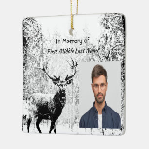Herdenkingsfoto Gebed Hert Stag Bos Winter Wild Keramisch Ornament
